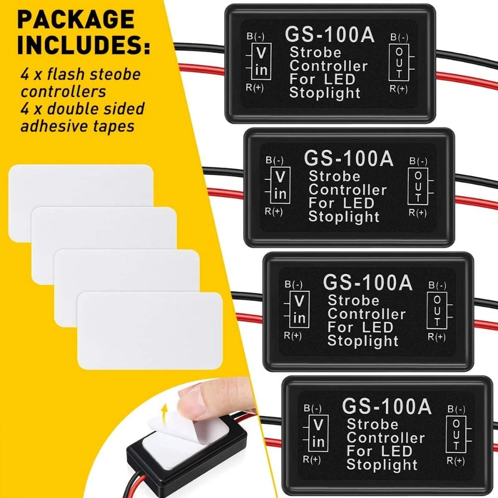 Set of 4 Universal Strobe Controller Boxes for LED Brake Tail Lights