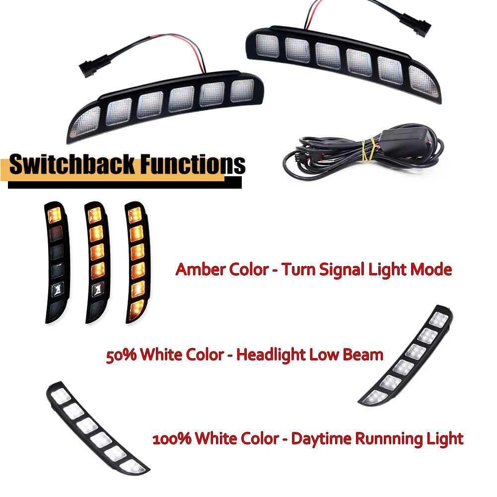 2X Front Bumper Switchback LED DRL Turn Signal Lights for Ford Explorer (2016–2019)