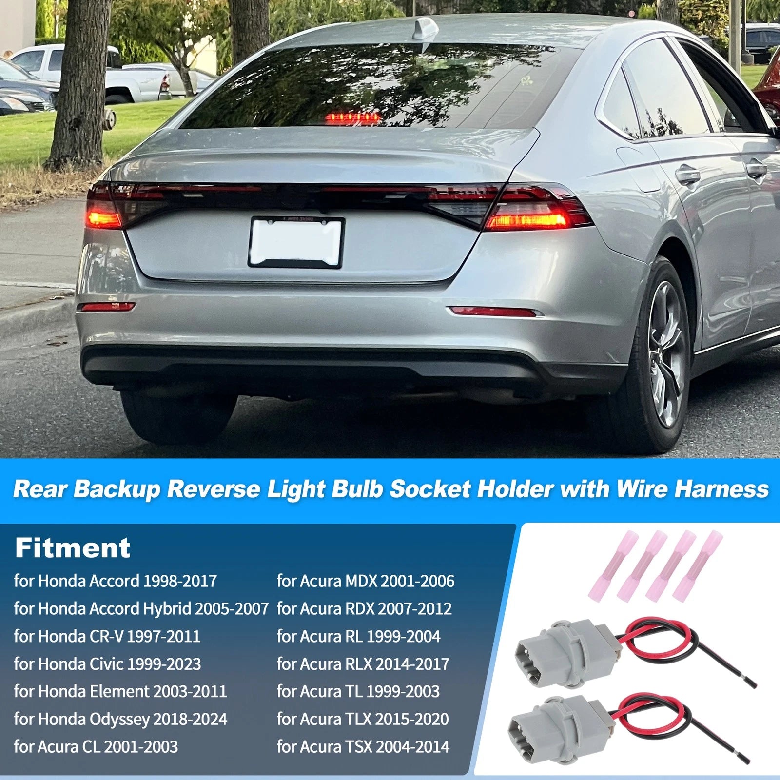 Rear Backup Reverse Light Bulb Socket Holder Wire Harness for Honda (2000–2005)