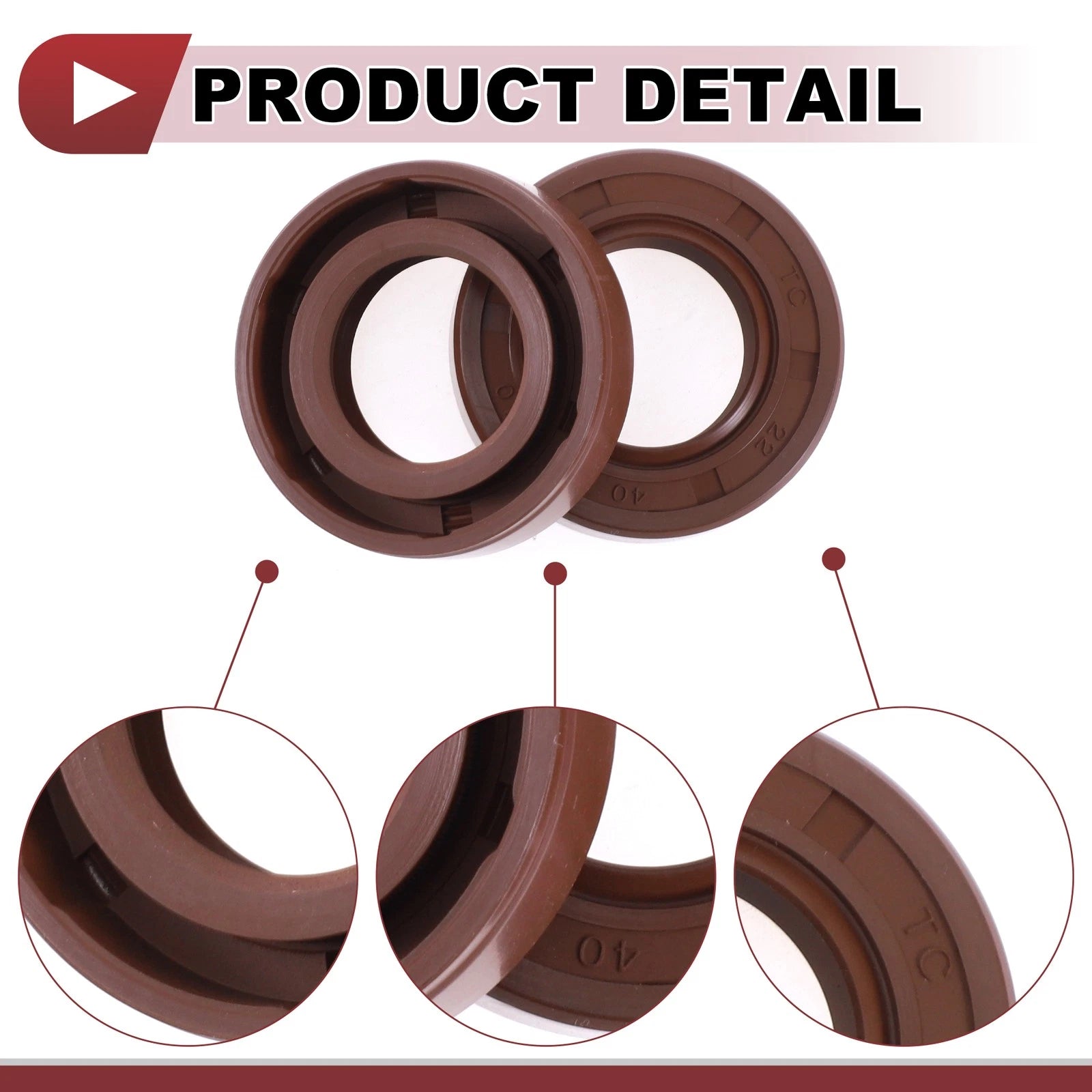 Set of 2 Oil Seal Rotary Shaft Seal FKM Rubber 22x40x10mm