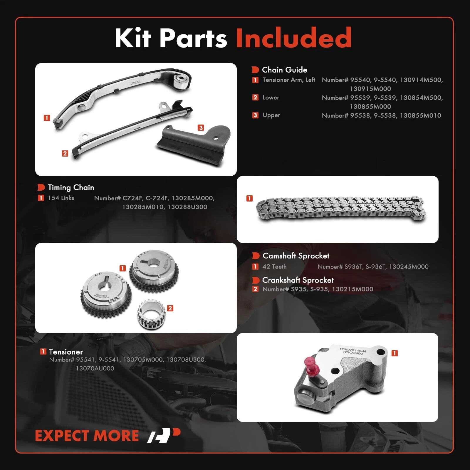 8X Timing Chain Kit for Nissan Sentra (2001-2006)