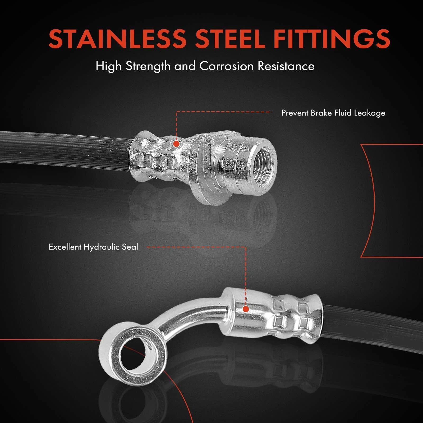 2X Front Brake Hydraulic Hose for Honda Civic (2002-2005)