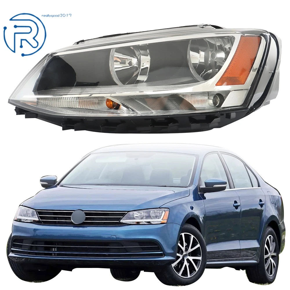 Driver Side Headlight for Volkswagen Jetta (2011–2018) Halogen Black Housing