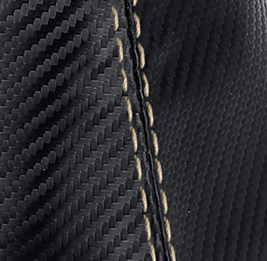 Console Lid Armrest Cover for Cadillac XTS (2013–2019) Carbon Fiber Beige Stitch