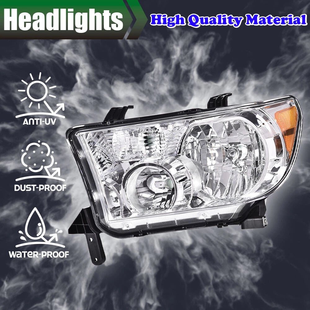 Set of Chrome Headlights for Toyota Tundra, Sequoia (2007–2017)