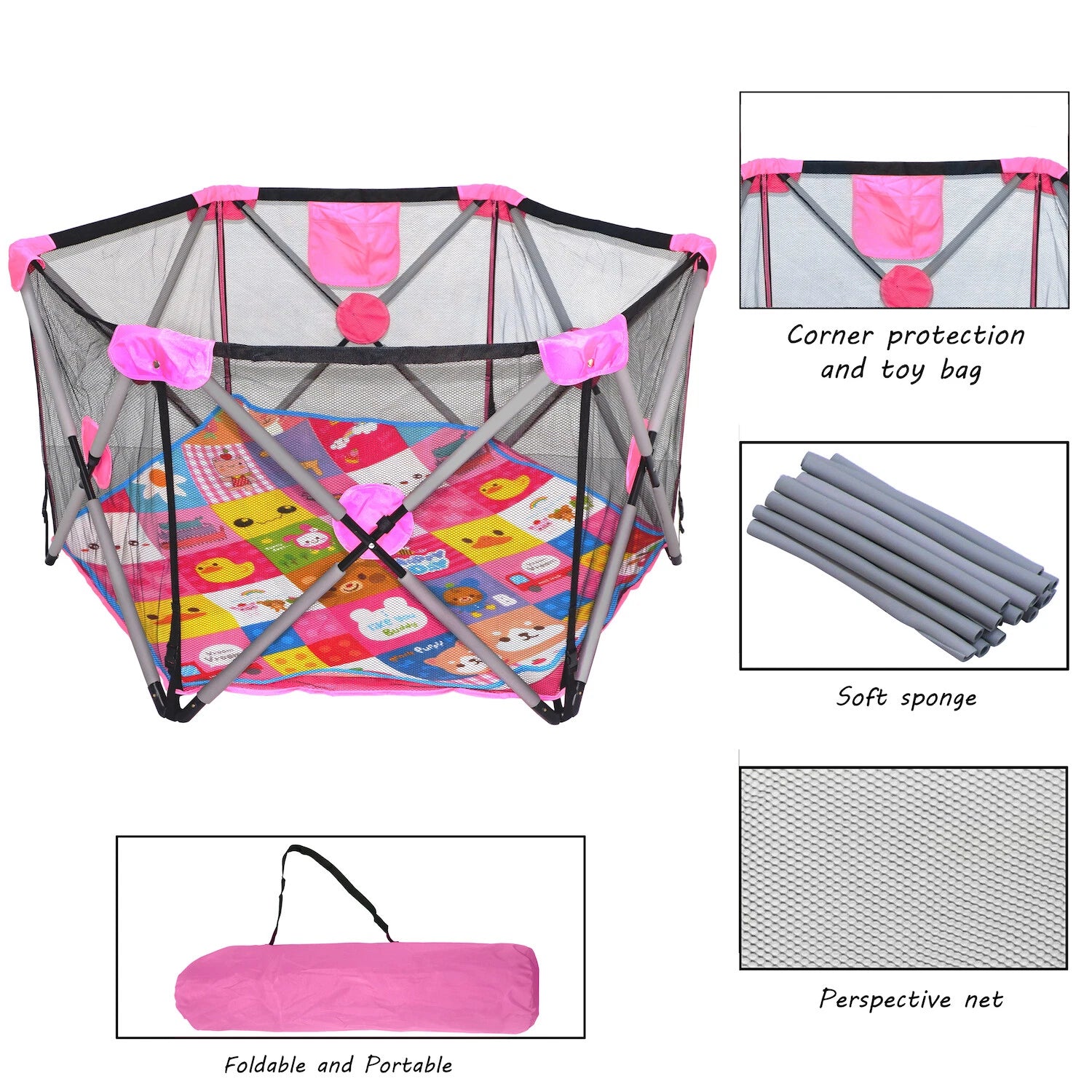 Portable Baby Playpen Safety Fence for Kids Indoor Outdoor