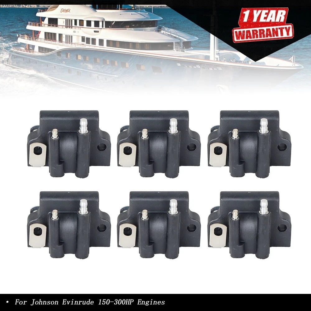 Set of 6 Ignition Coils for Johnson Evinrude 150-300HP (1990–2023)