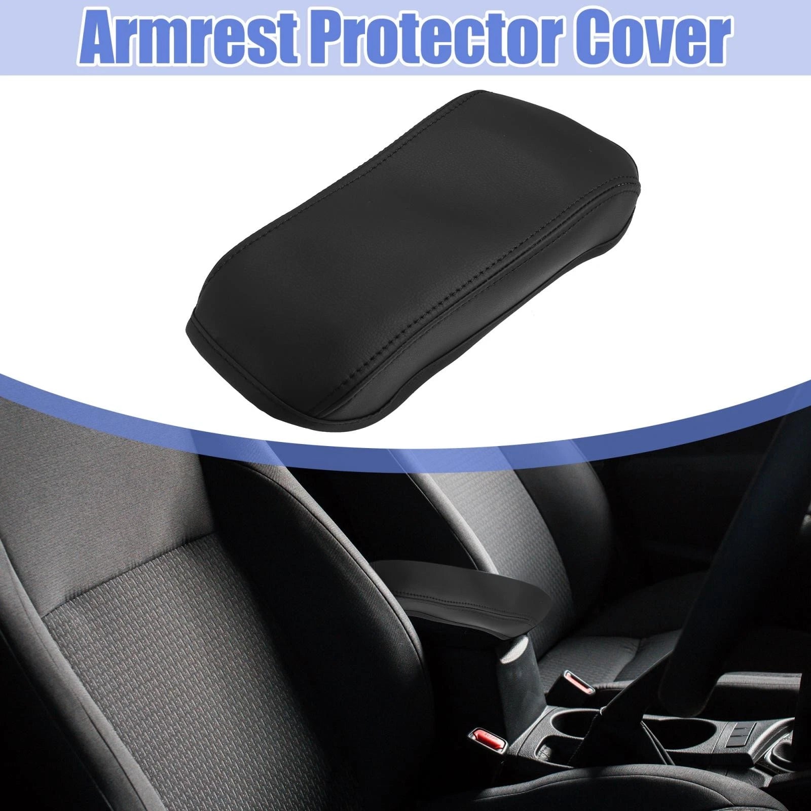 Faux Leather Armrest Seat Box Cover for Toyota Corolla (2014–2019) Black