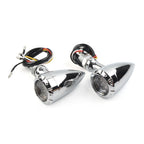 LED Red/Amber Brake Blinker Turn Signal Tail Light for Harley Motorcycle (Chrome)