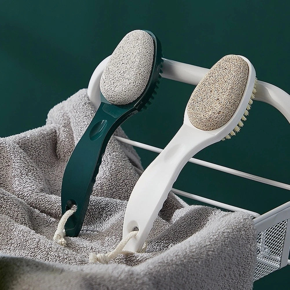 2X Double Sided Pumice Stone with Soft Bristle Brush for Foot Care