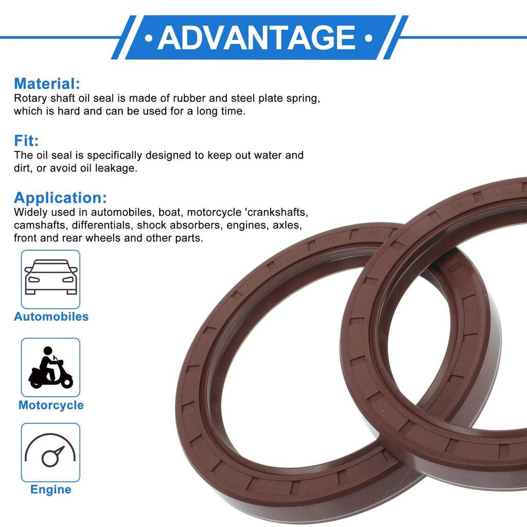 Set of 2 Oil Seal Rotary Shaft Seal FKM Rubber 85x110x13mm 683867305411