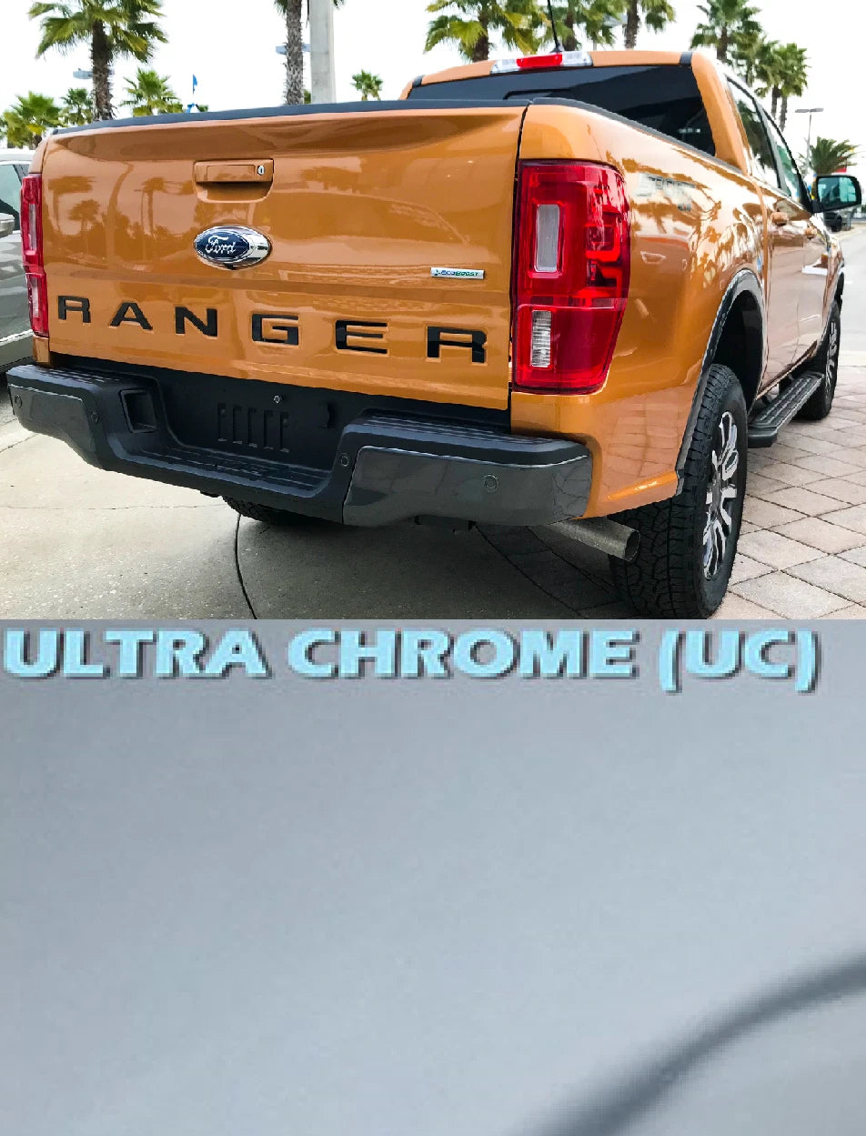 Chrome Tailgate Letters ABS Inlay Inserts for Ford Ranger (2019–2023)