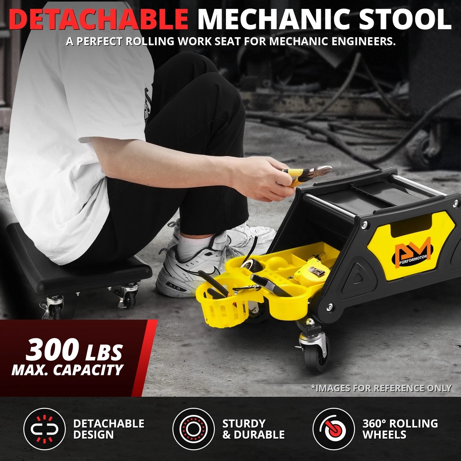 Mechanics Roller Seat for Tool Storage (25-1/2" L X 13" H X 12" W)