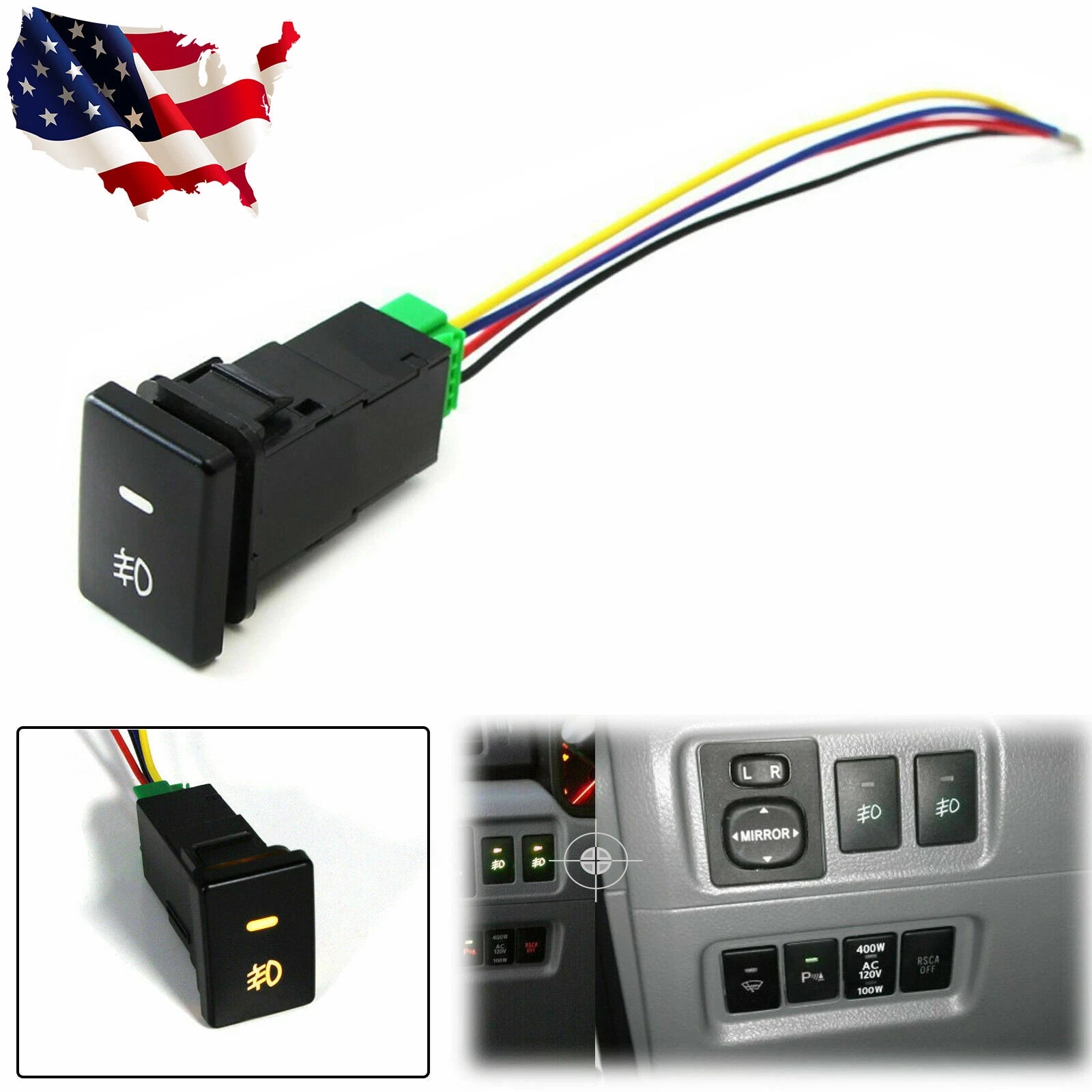 Factory Style 4-Pole 12V Push Button Switch with LED for Universal (—)