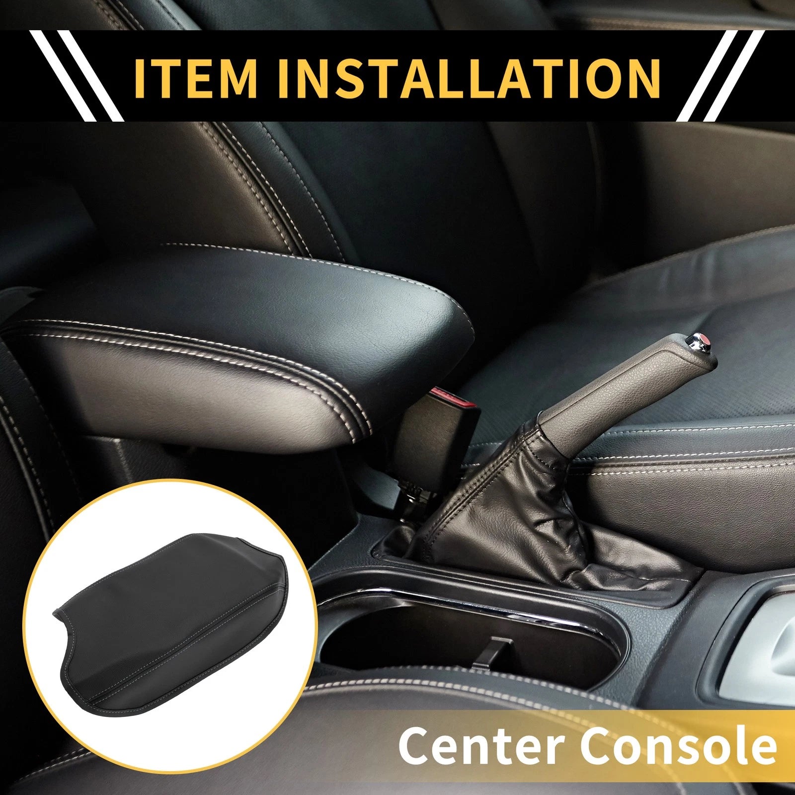 Center Console Armrest Cover for Ford Ranger (Microfiber Leather)