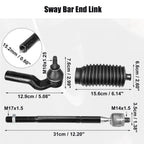 6 Pcs Tie Rod End Link for Mazda 3 (2004–2013)