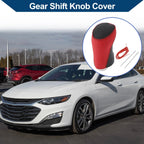 Gear Shift Knob Cover for Chevrolet Malibu (2016–2020) Red Black Faux Leather