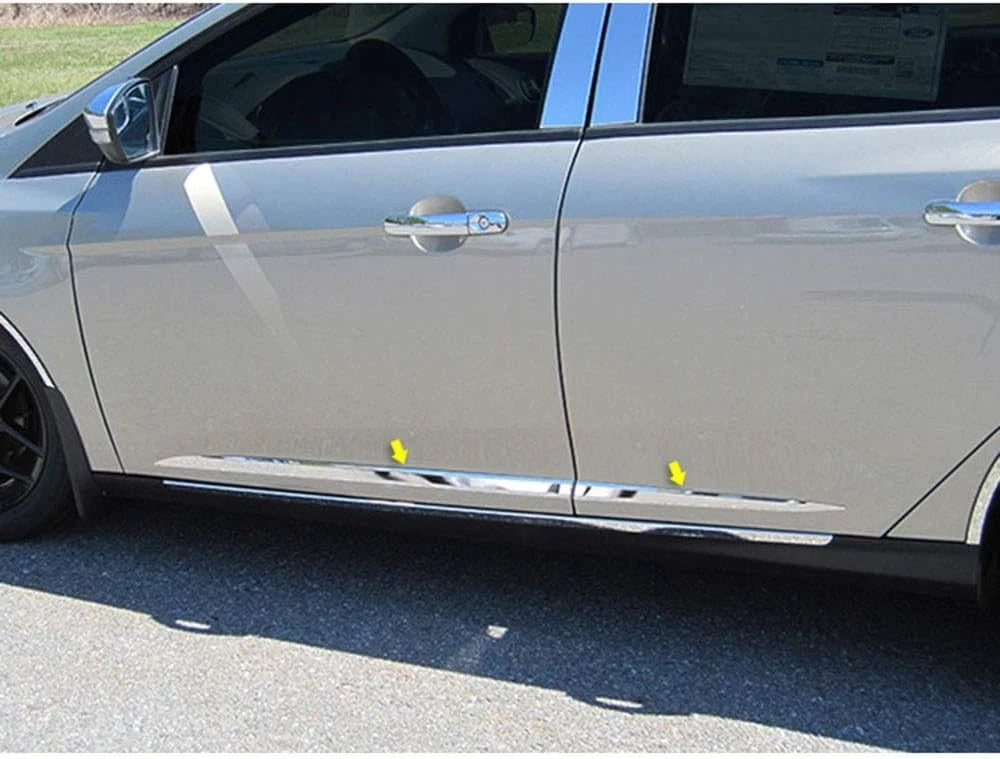 4pc Luxury FX Stainless Steel Side Molding Insert for 2015-2018 Ford Focus 4dr