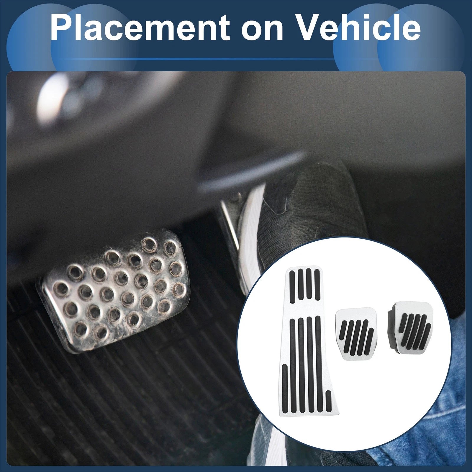 3 Pcs Foot Accelerator Pedal Covers for Mazda 3 (2020) Silver Tone