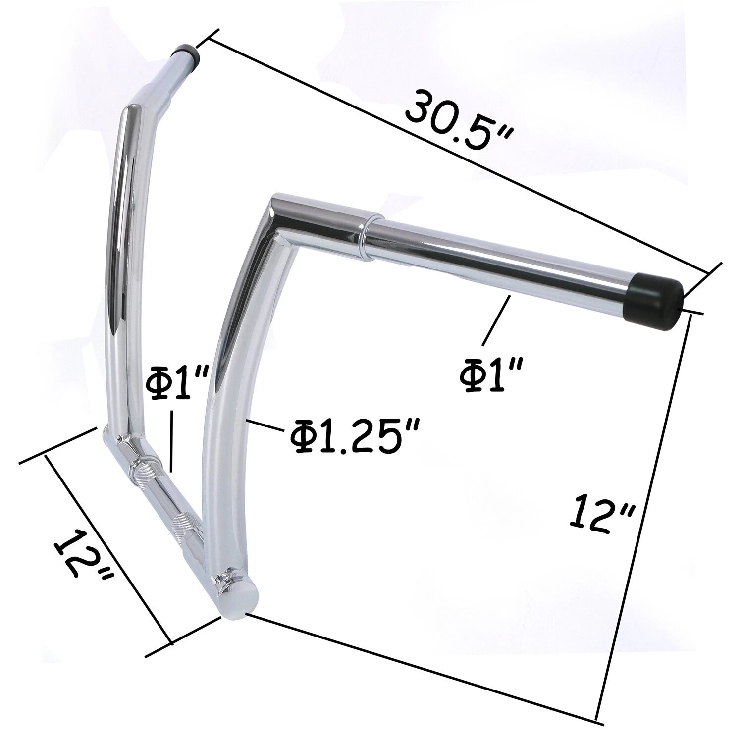 Chrome 12" Rise Handlebar for Harley FXDLS (2016–2017), FLS FLSS FLSTC FLST (2000–2017)