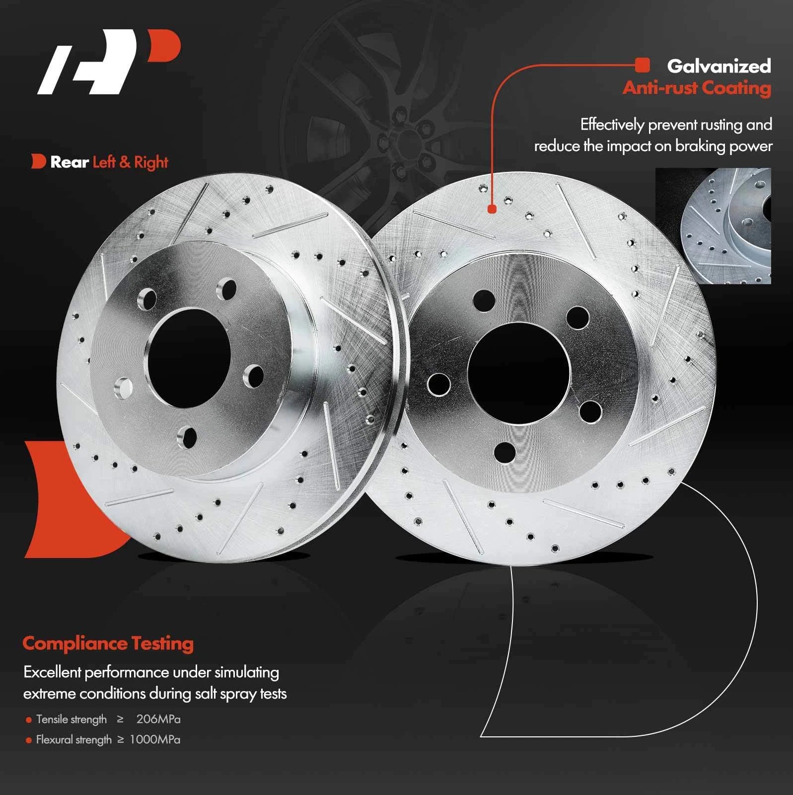 Front Drilled Brake Rotors for Jeep Liberty (2002-2007)