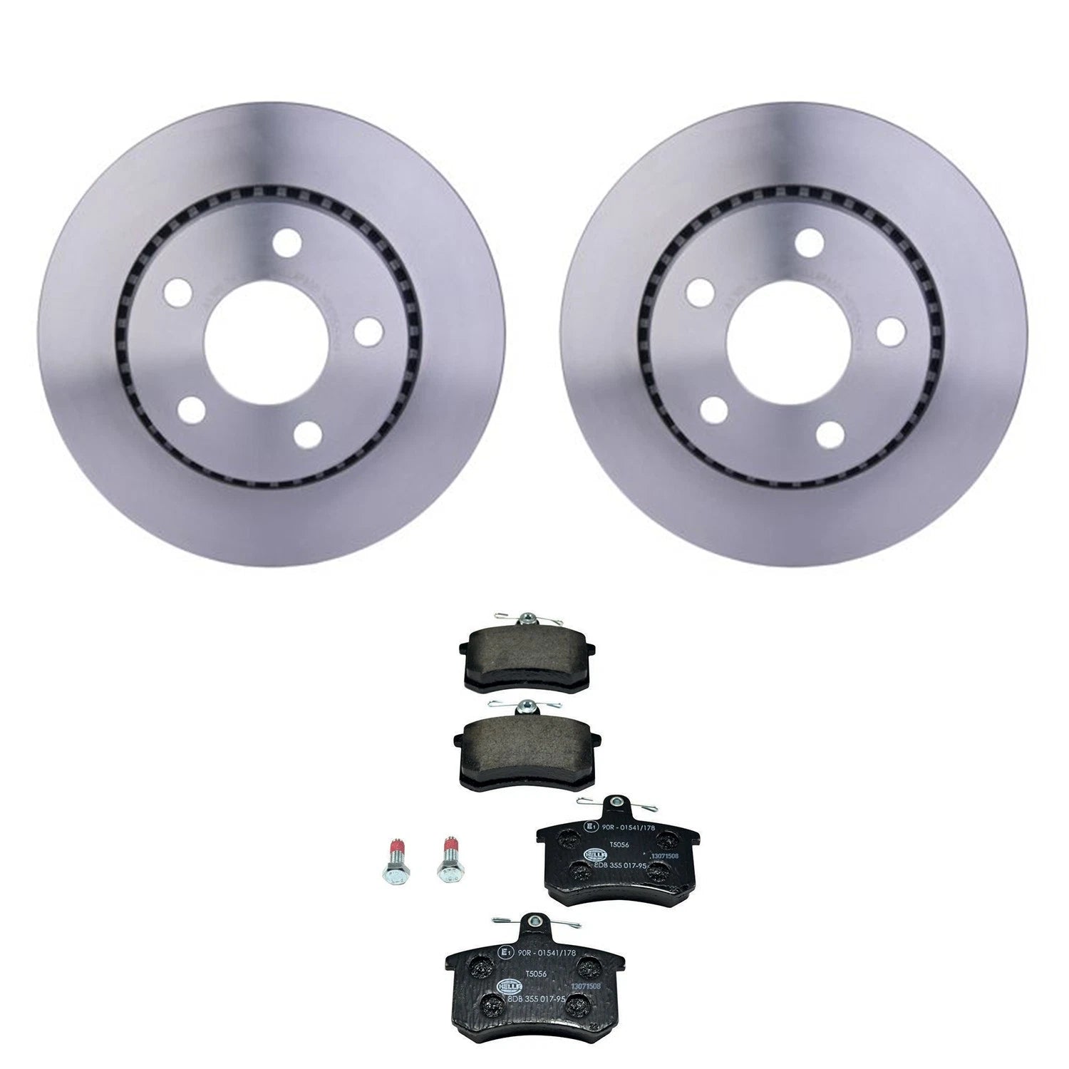 Set of 2 Hella Rear Rotors Low-Met Disc Brake Pad Kit for Audi 200 Quattro (1989–1991)