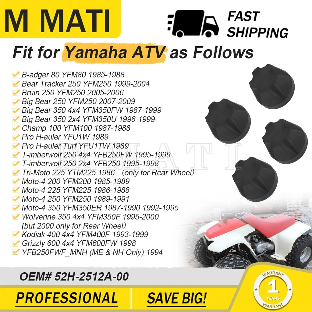 4X Wheel Hub Caps for Yamaha Timberwolf 250 (1995–1999) 52H-2512A-00