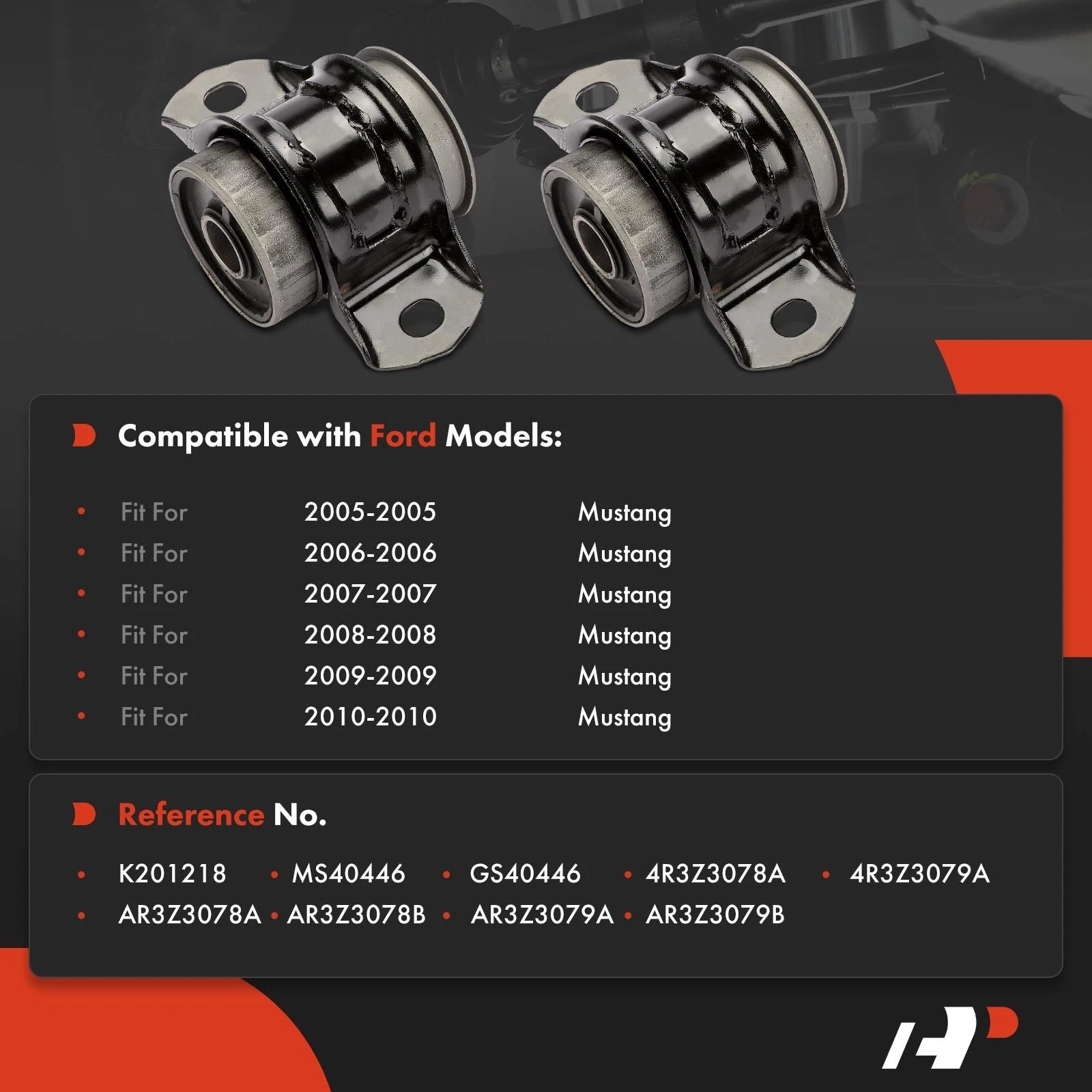 2X Front Lower Rearward Control Arm Bushing for Ford Mustang (2005-2010)