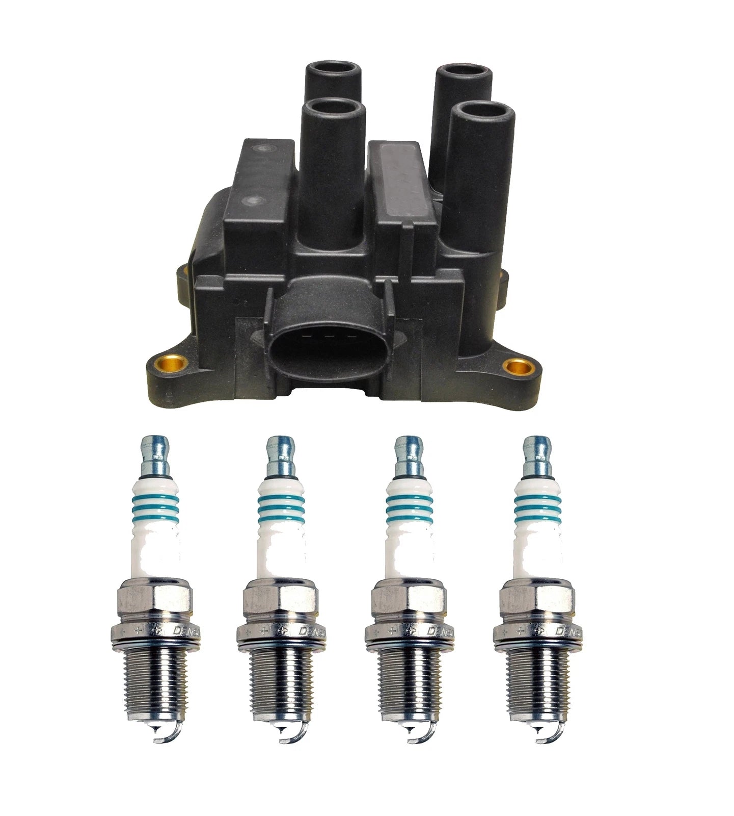 Denso Ignition Coil & 4 Iridium Spark Plugs Kit for Mazda 2.0L L4