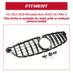 GT R Black Grille with Camera Hole for Mercedes-Benz W205 C63 C63S AMG (2015–2018)