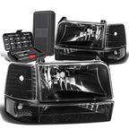 Headlight Bumper Lamps for Ford F150/F250/F350 (1992–1996) Black Clear