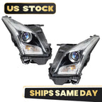 Set of 2 Halogen Headlights for Cadillac ATS (2013–2018) Chrome Housing