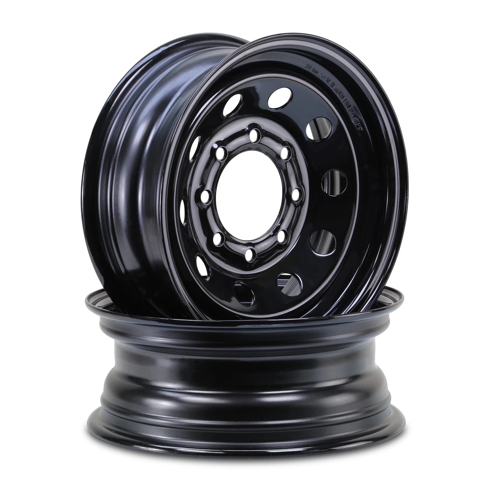 Set of 2 Libra 16x6 HD Trailer Wheels 8 Lug 6.5" PCD Black Mod (PK 2-17061)