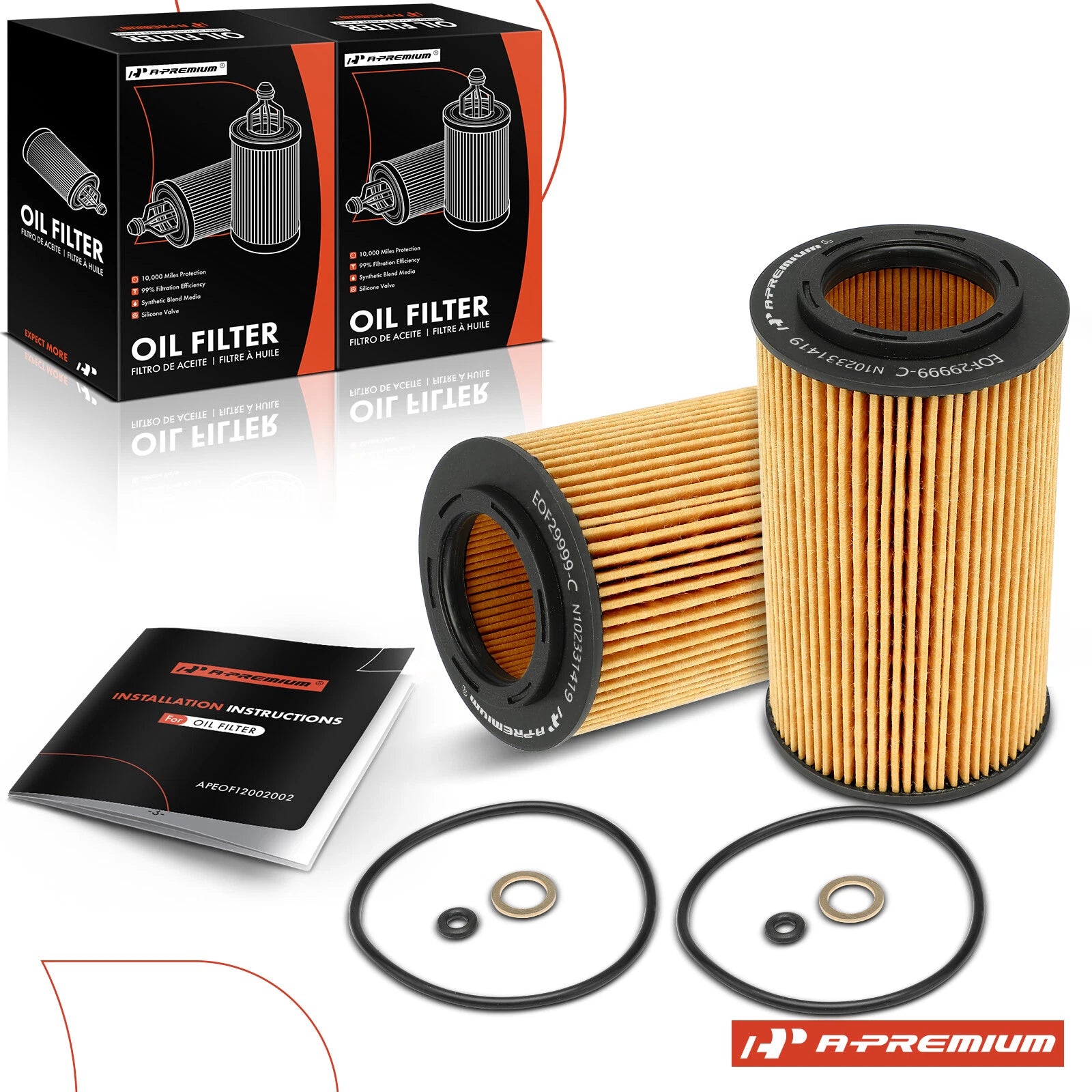 2X Engine Oil Filter for Hyundai Sonata (2006–2010) Kia Sorento (2007–2009)