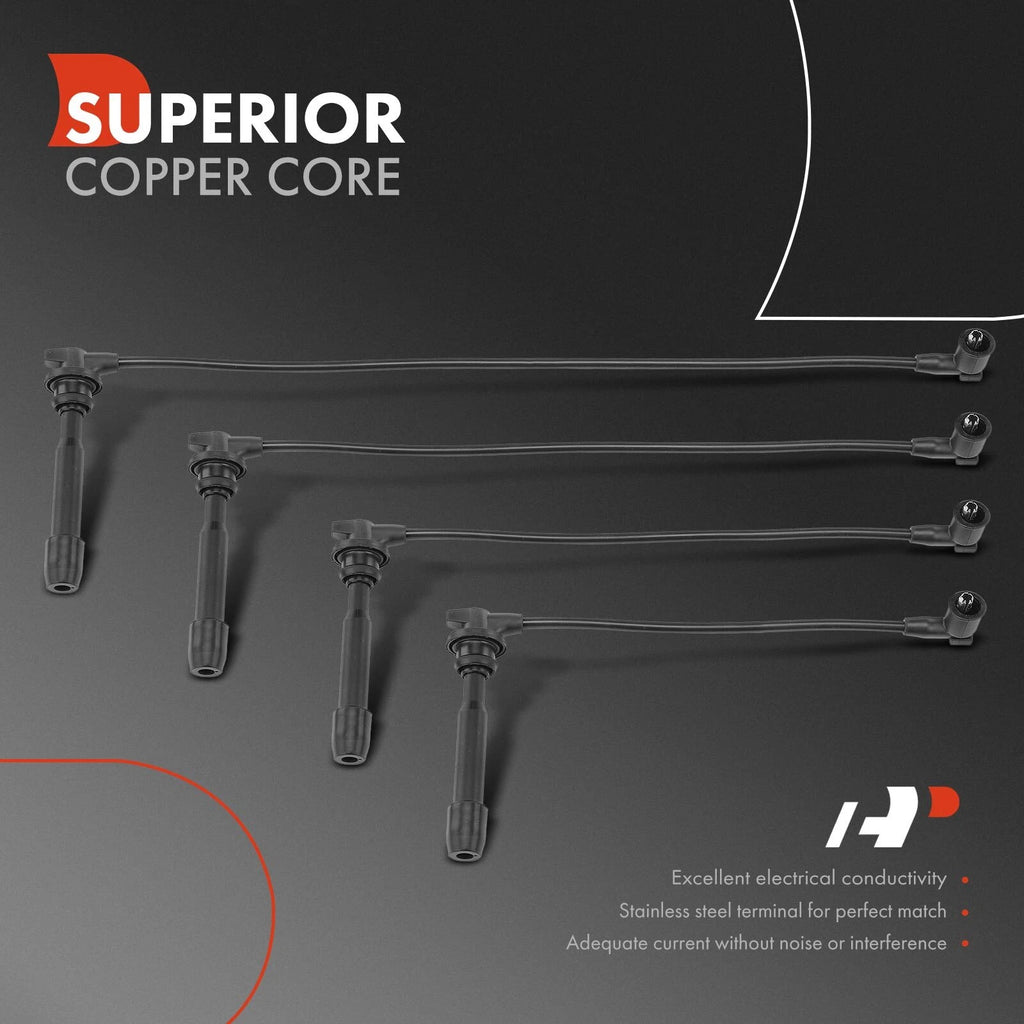 Set of 4 Spark Plug Wires for Hyundai Elantra Tiburon Tucson Kia Spectra