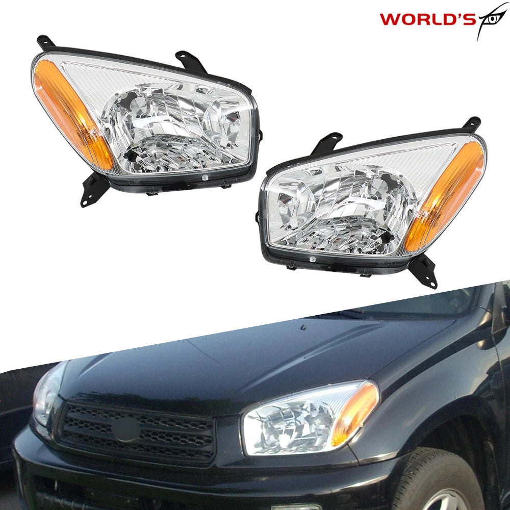 Set of 2 Halogen Headlights for Toyota RAV4 (2001–2003) Chrome Housing