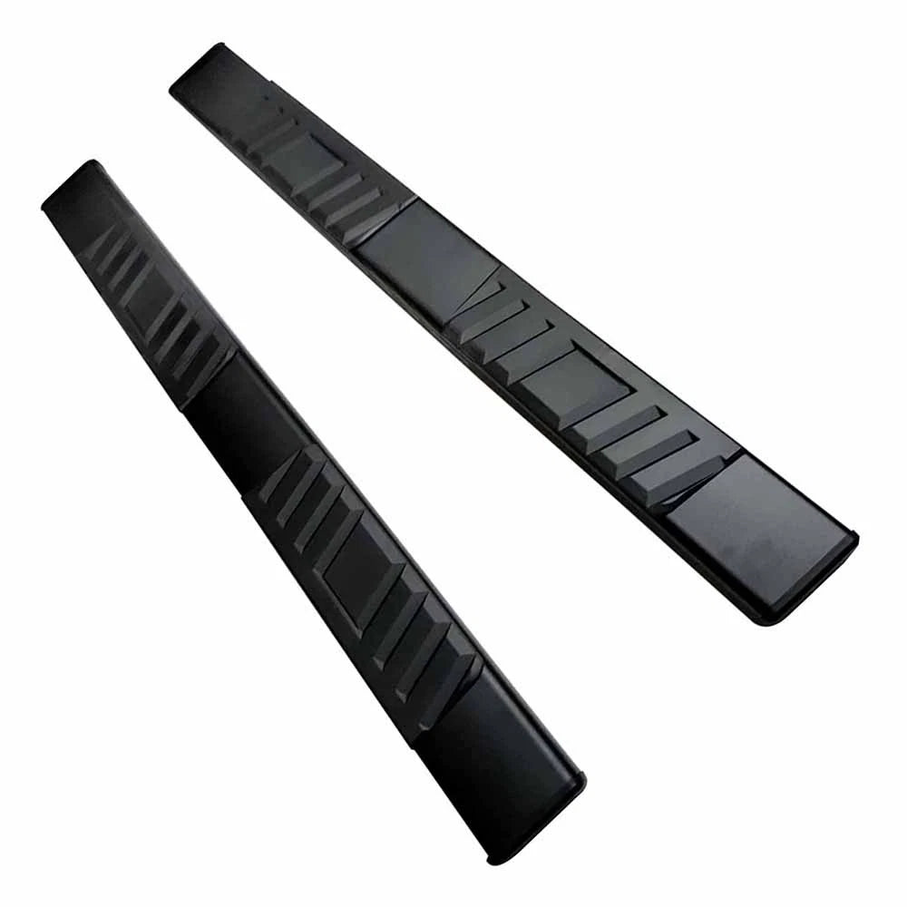 Black Titanium 4in Trapezoidal w/Step Pads Step Nerf Bar for 19 Ram 1500 Ext Cab