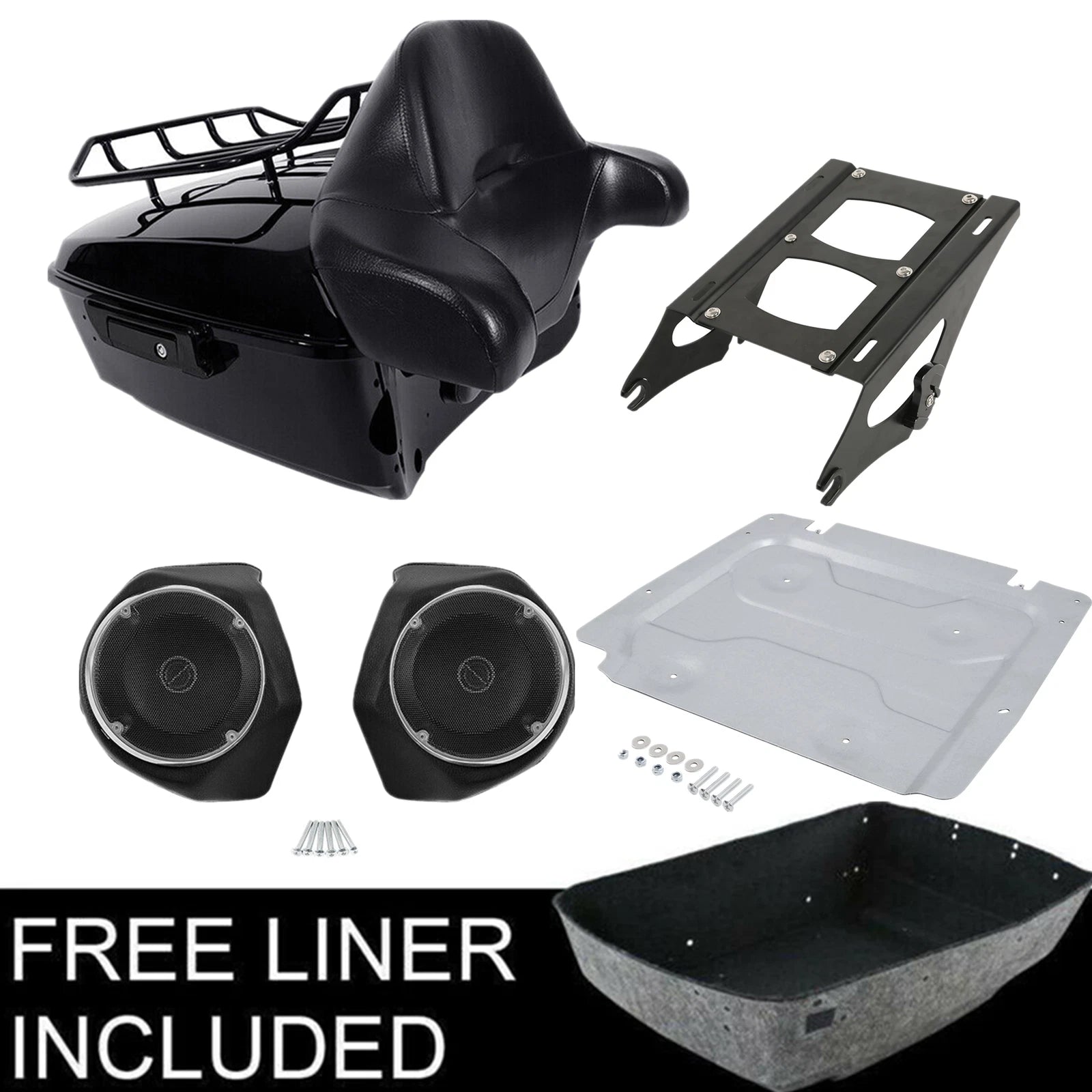 Trunk Pad Plate Mount Rack Speakers for Harley Touring Road King (2014–2023)