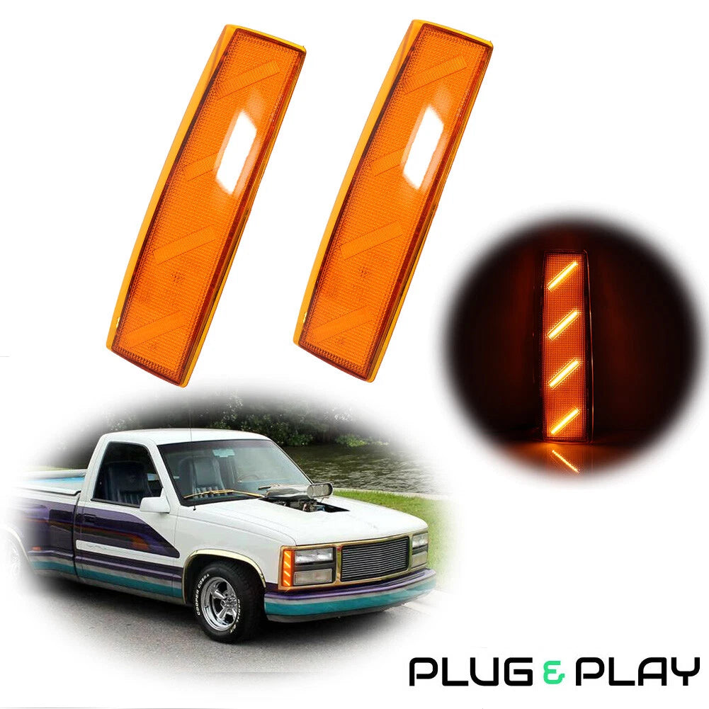 Set of 4 Amber LED Corner Side Marker Lights for GMC Yukon Suburban (1992–1993)