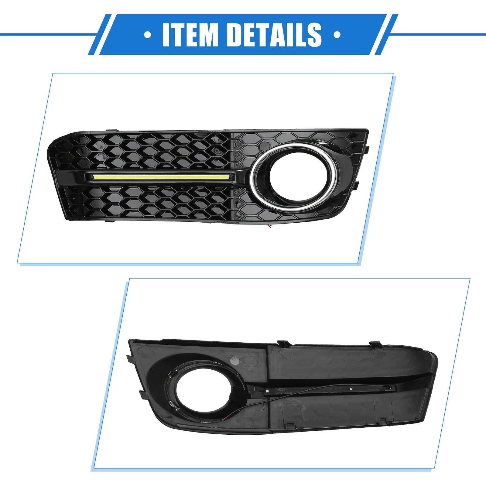 1 Pair Front Bumper Grille Fog Light LED 8K0807681 for Audi A4 B8 (2009–2011)
