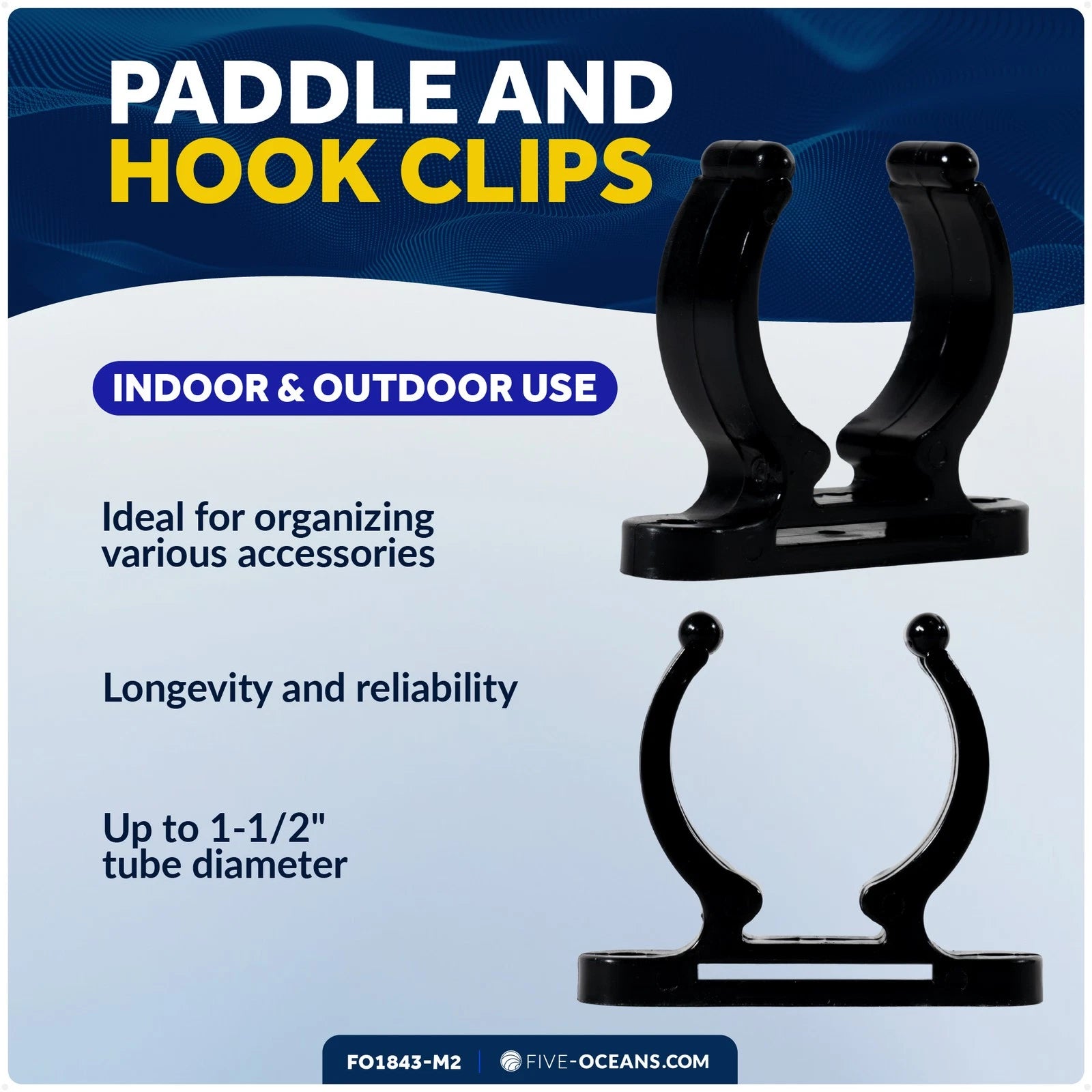 2X Boat Hook Holder Spring Clips for Tube Diameter up to 1-1/2"