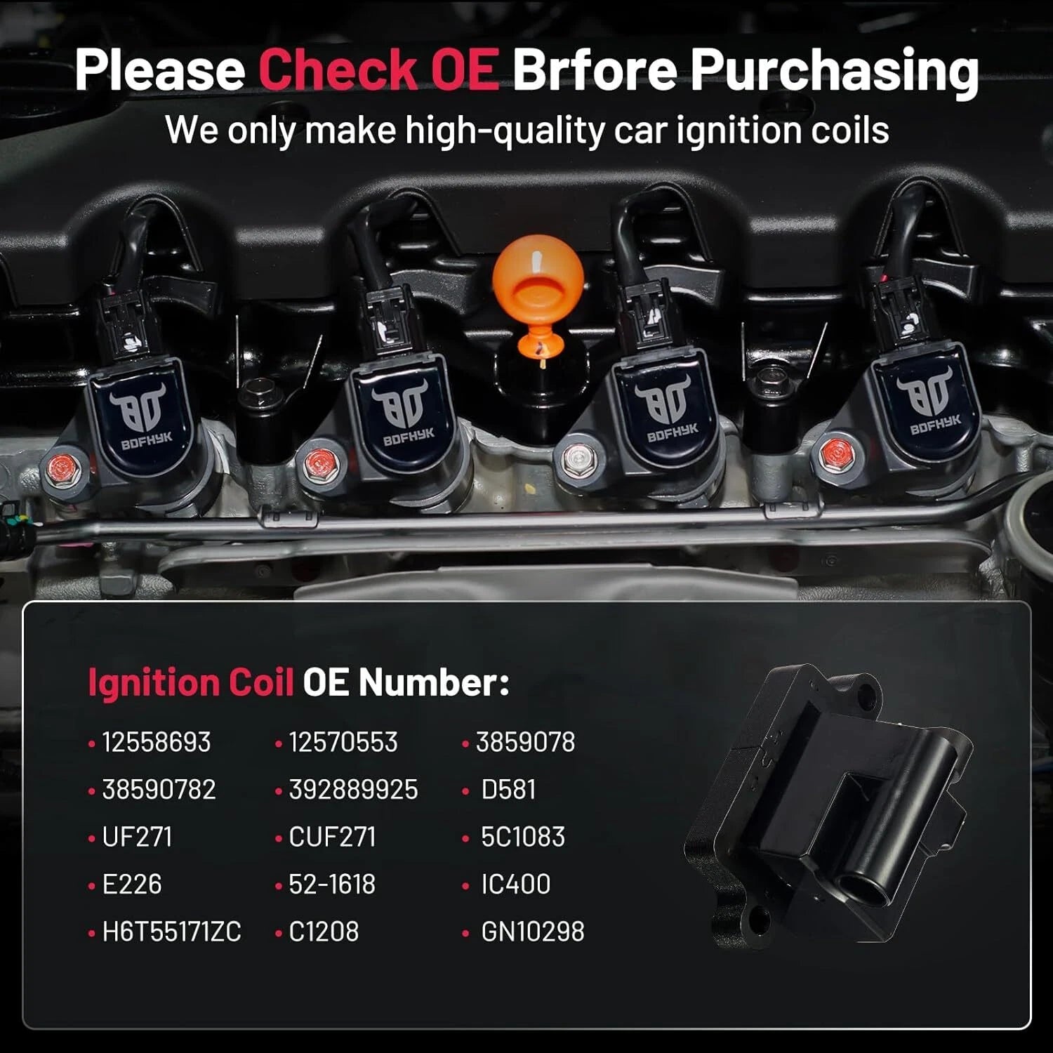 Pack of 8 Square Ignition Coils for 1999–2007 Chevy Silverado 1500 GMC