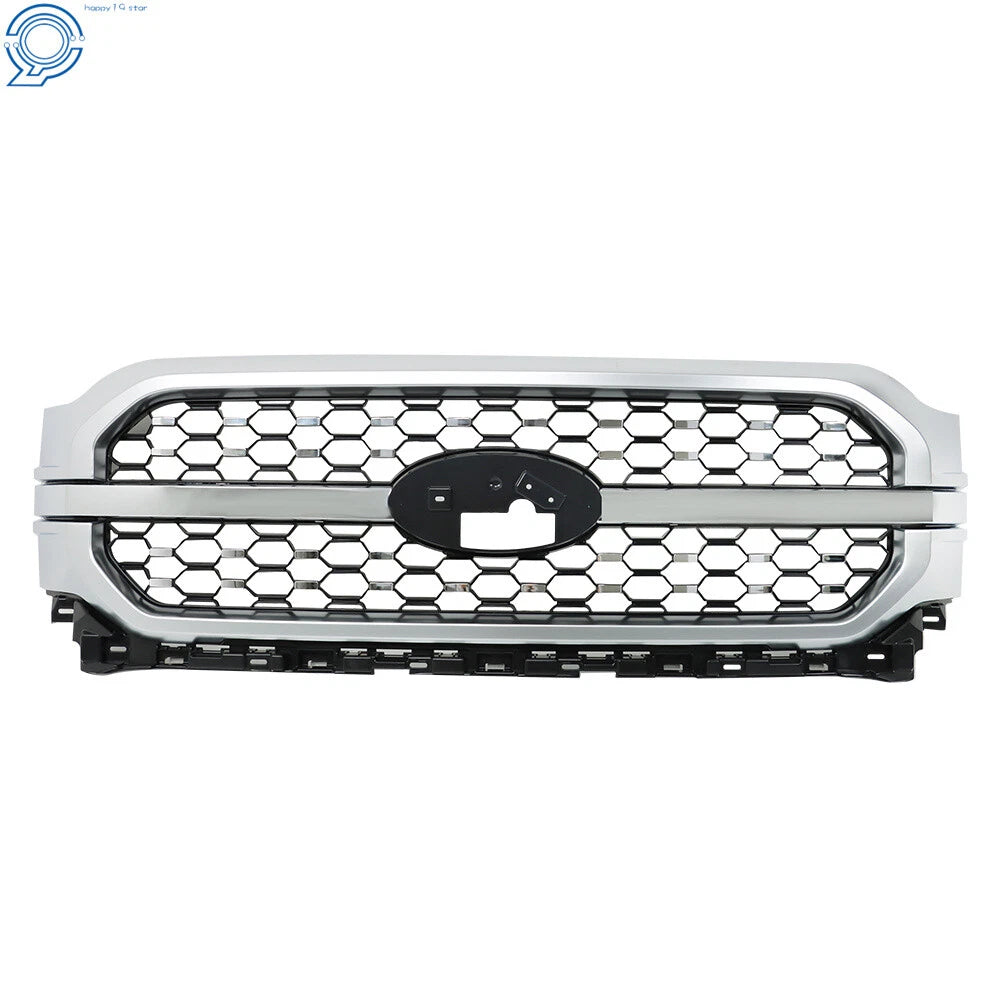 Grill Grille for Ford F-150 (2021-2023) Silver Chrome