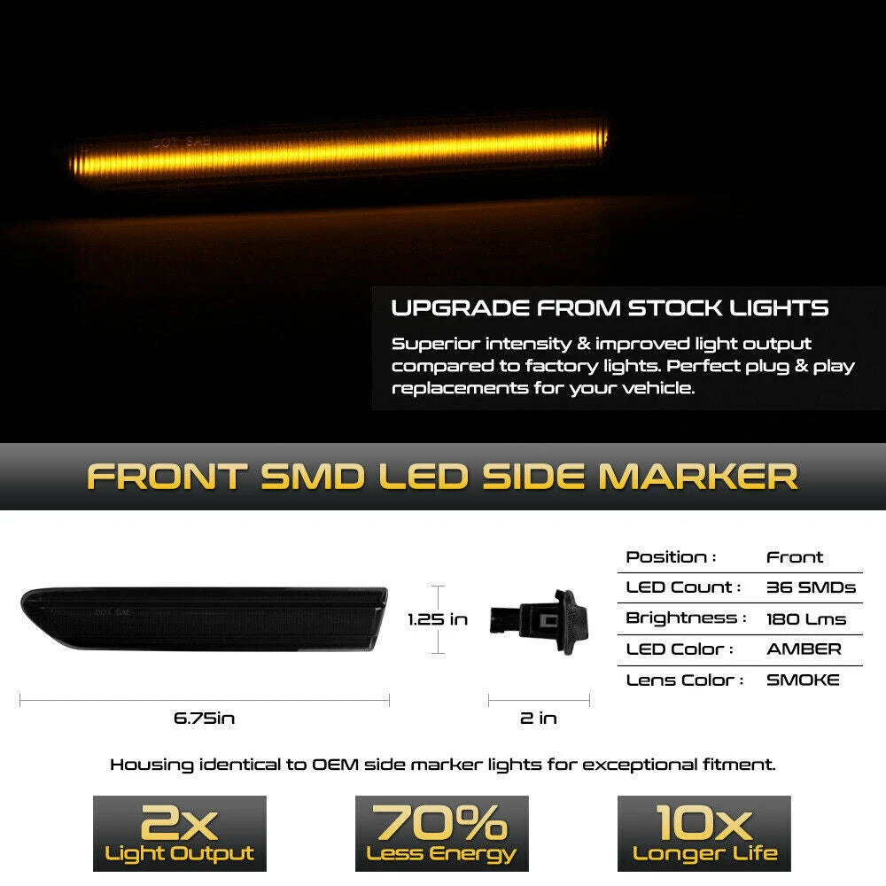 2X Amber LED Front Side Marker Parking Lights for Acura TL (2004–2008)