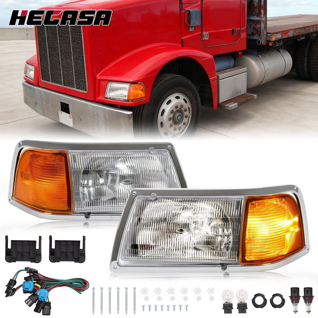 Pair Headlights with Adjusters for Peterbilt 375 385 (YYYY–YYYY)