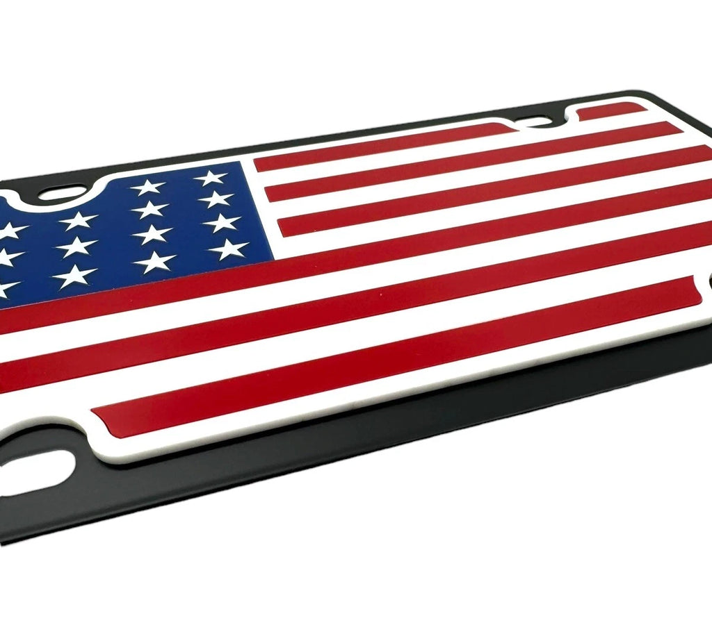 American USA Flag License Plate Frame Black Red White Blue for General