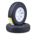 2 Free Trailer Tire Rims ST185/80R13 8-Ply 5 Lug x 4.5" White Spoke