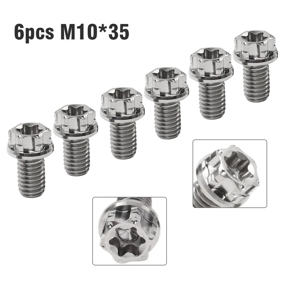 Set of 6 Titanium Torx Head Flange Screws M10x35mm for Motorcycle