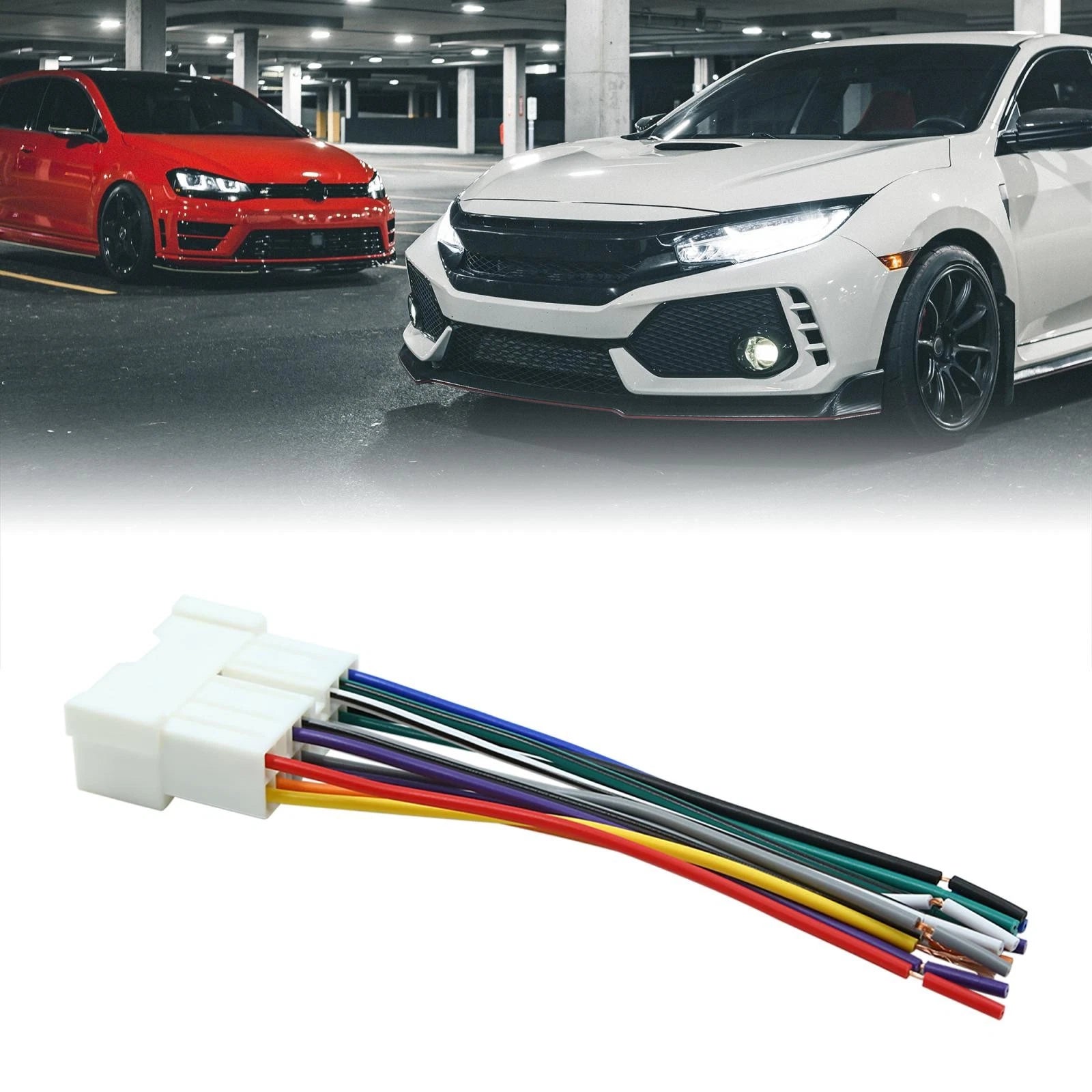 16 Pin Car Female DVD Radio Wire Harness Adapter for Hyundai (DC 12V)