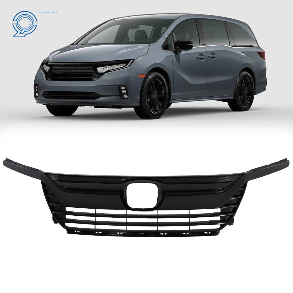 Gloss Black Upper Grille with Headlight Eyelid Molding for Honda Odyssey (2018–2020)